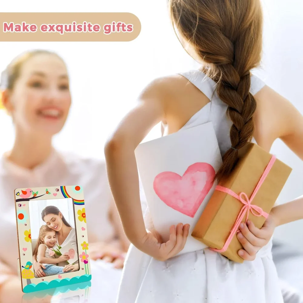 32-Piece Unfinished Wooden Picture Frame Craft Kit - Image 3