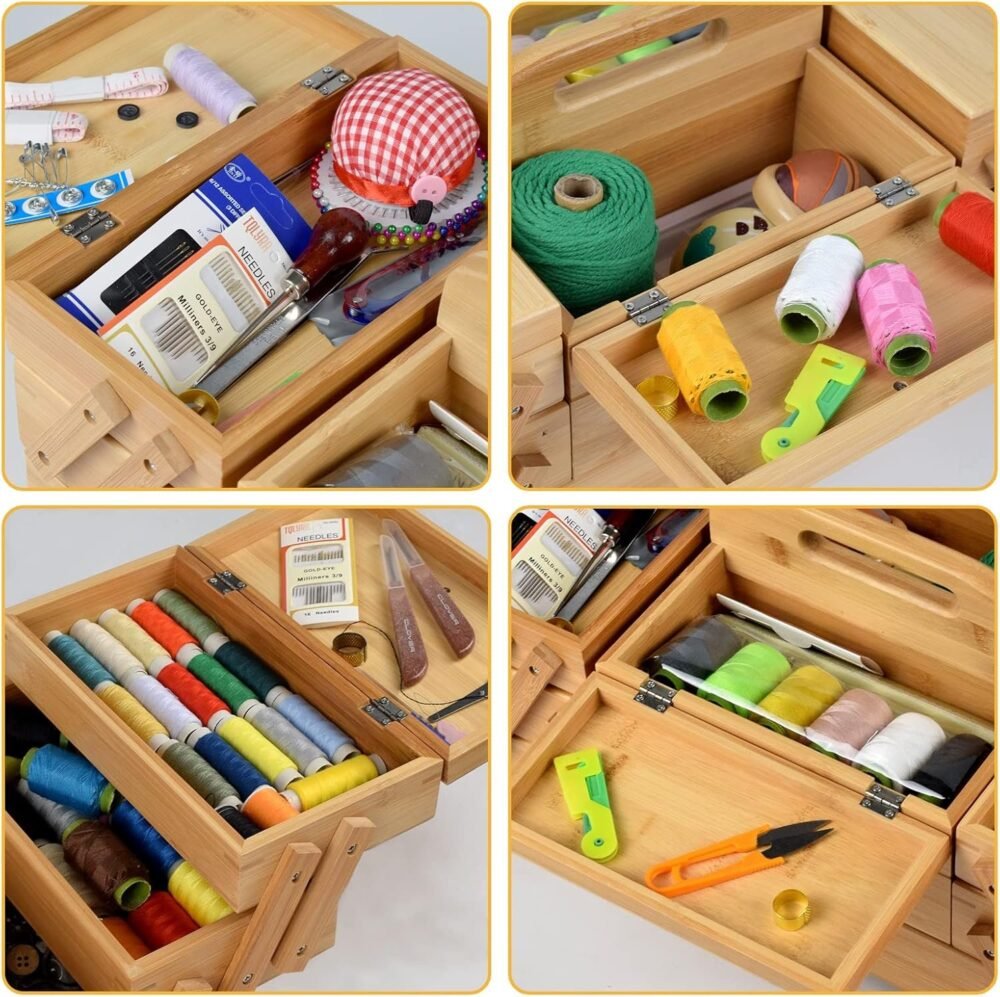 Wooden Sewing Box Organizer - Image 2